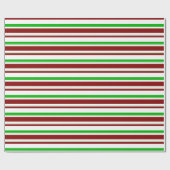 Papier Cadeau Vert, Blanc, Rouge Lignes à thème de Noël Motif (Plat)