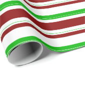 Papier Cadeau Vert, Blanc, Rouge Lignes à thème de Noël Motif (Coin rond)