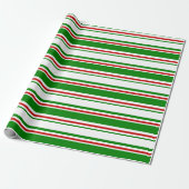 Papier Cadeau Vert, Blanc, Rouge Lignes Thématiques de Noël de c (Déroulé)