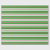 Papier Cadeau Vert, blanc, rouge Motif de lignes de style Noël (Plat)