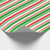 Papier Cadeau Vert, Blanc, Rouge Style de Noël rayures (Coin)