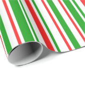 Papier Cadeau Vert, Blanc, Rouge Style de Noël rayures (Coin rond)