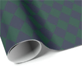 Papier cadeau vert bleu argyle (Coin rond)
