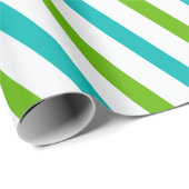 Papier Cadeau Vert Bleu Blancs Gris Moderne Noël (Coin rond)