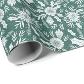 Papier Cadeau Vert botanique de Noël (Coin rond)