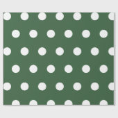 Papier Cadeau Vert Chasseur Blanc Moyens Points Polka (Plat)