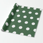 Papier Cadeau Vert Chasseur Blanc Moyens Points Polka (Déroulé)