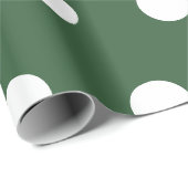 Papier Cadeau Vert Chasseur Blanc Moyens Points Polka (Coin rond)
