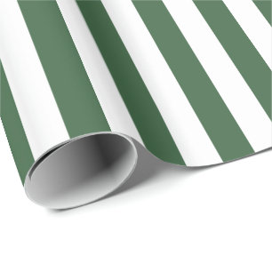Papier Cadeau Vert chasseur et rayure blanche