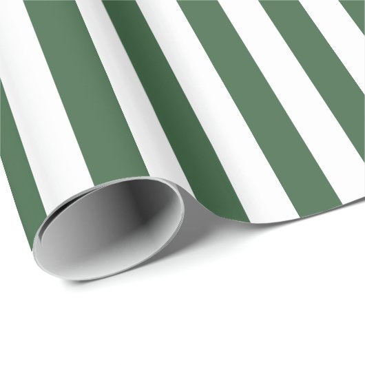 Papier Cadeau Vert chasseur et rayure blanche (Coin rond)