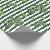 Papier Cadeau Vert chasseur rayé trèfle croix St. Patrick (Coin)
