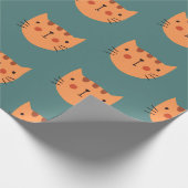 Papier Cadeau Vert chat mignon orange (Coin)