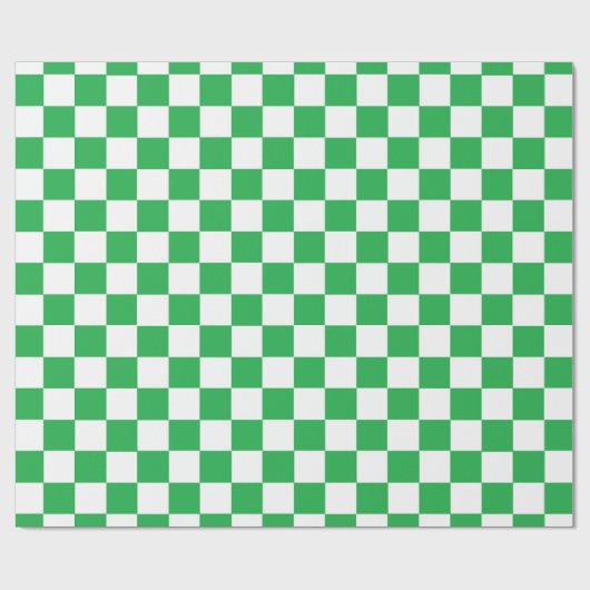 Papier Cadeau Vert Checkered et blanc (Plat)