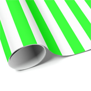 Papier Cadeau Vert Citron et Rayure Blanche