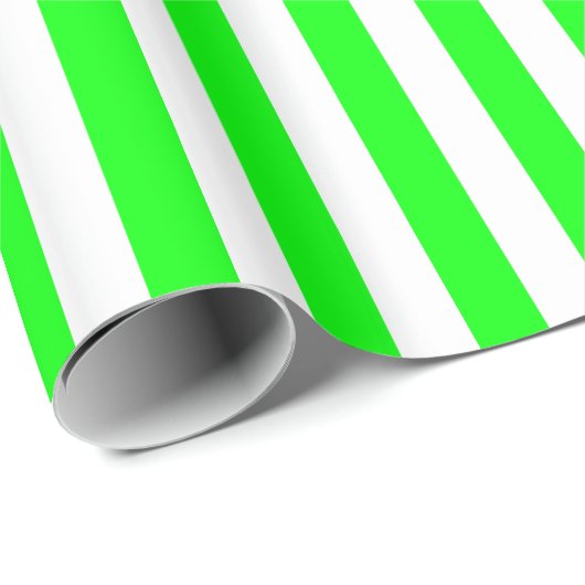 Papier Cadeau Vert Citron et Rayure Blanche (Coin rond)