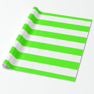 Papier Cadeau Vert Citron, Motif à Rayures Blanches XL