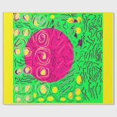 Papier Cadeau Vert clair avec globe rose et lignes design (Plat)