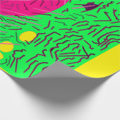 Papier Cadeau Vert clair avec globe rose et lignes design (Coin)