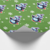 Papier Cadeau Vert clair brillant de patinage de pingouin (Coin)