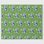 Papier Cadeau Vert clair brillant de patinage de pingouin (Plat)