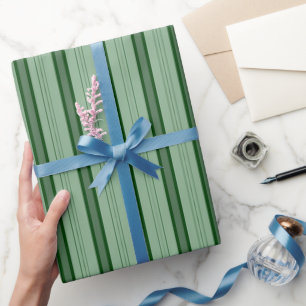 Papier Cadeau Vert clair et vert foncé rayures épaisses et mince