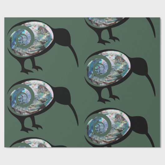 PAPIER CADEAU VERT CLAIR PAUA KIWI BIRD KORU NOUVELLE-ZÉLANDE (Plat)