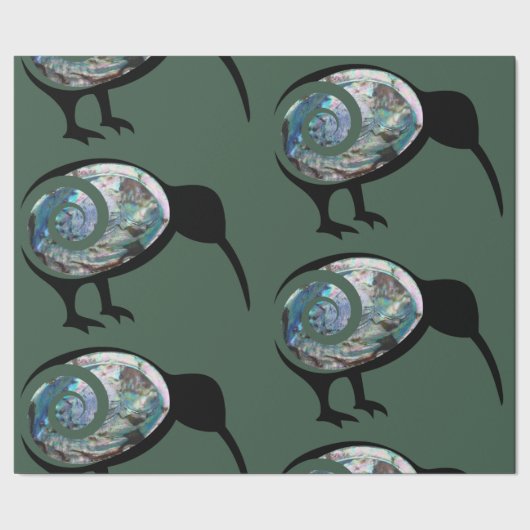 PAPIER CADEAU VERT CLAIR PAUA KIWI BIRD KORU NOUVELLE-ZÉLANDE (Couture)