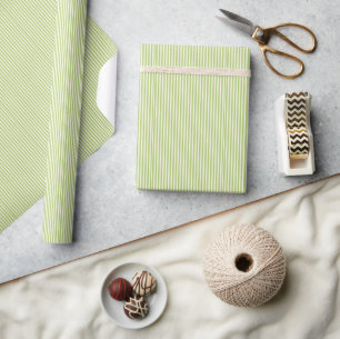 Papier Cadeau Vert clair rayé à petits carreaux vintage Fermette