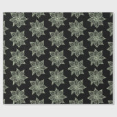 Papier Cadeau Vert clair sur Fleurs croquantes noires (Plat)