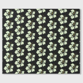 Papier Cadeau Vert clair sur Hibiscus noir (Plat)