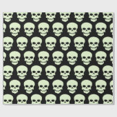 Papier Cadeau Vert clair sur les crânes noirs (Plat)
