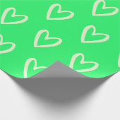 Papier Cadeau Vert clair sur vert ressort Coeurs dessinés (Coin)