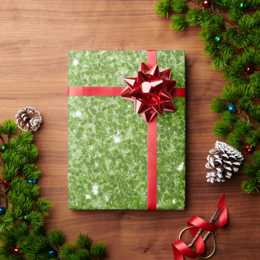 Papier Cadeau Vert clair verdure faux paillettes scintille (Cadeau de vacances)