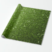 Papier Cadeau Vert clair verdure faux paillettes scintille (Déroulé)