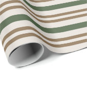 Papier Cadeau Vert classique, Sucres de canne Brown rayures de N (Coin rond)
