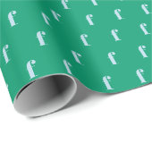 Papier Cadeau Vert coloré Bleu Monogramme Motif initial (Coin rond)