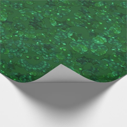 Papier Cadeau Vert, confetti, parties scintillant (Coin)