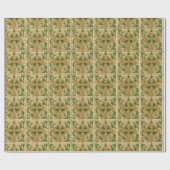 Papier cadeau vert croix celtique or sculpté (Plat)