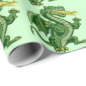 Papier Cadeau Vert de Draken (Coin rond)
