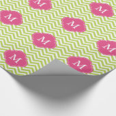 Papier Cadeau Vert de kiwi et monogramme de motif de zigzags de (Coin)