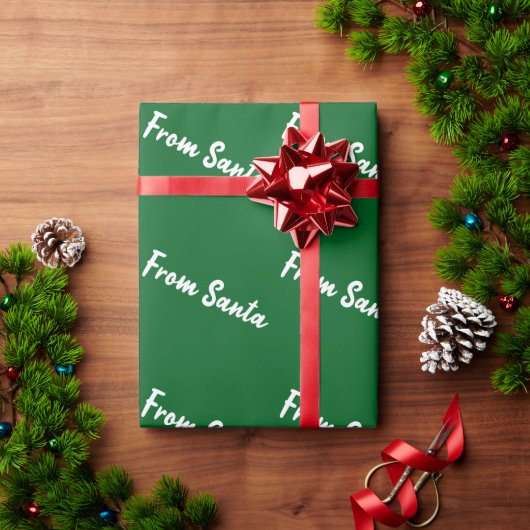 Papier cadeau vert de la part du Père Noël (Cadeau de vacances)