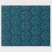 Papier Cadeau Vert de mer clair sur bleu prussien (Plat)