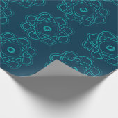 Papier Cadeau Vert de mer clair sur bleu prussien (Coin)