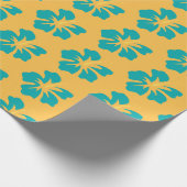 Papier Cadeau Vert de mer clair sur Hibiscus jaune (Coin)