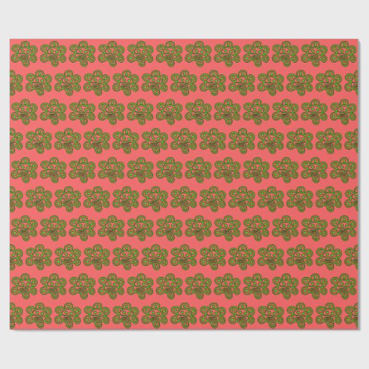 Papier cadeau vert de Noël Boricua Sun (Plat)