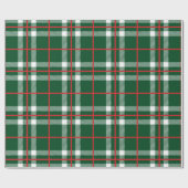 Papier Cadeau Vert de papier d'emballage de plaid de vacances (Plat)