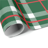 Papier Cadeau Vert de papier d'emballage de plaid de vacances (Coin rond)