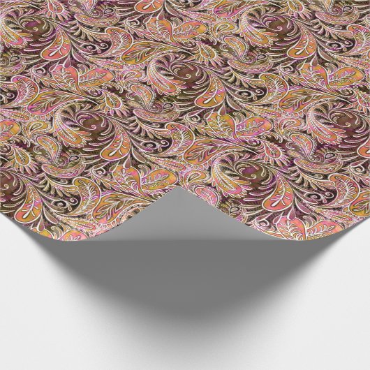 Papier Cadeau Vert de rose de prune de motif de Paisley (Coin)