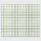 Papier Cadeau Vert doux blanc chèque Plaid Farmhouse Cadeau (Plat)