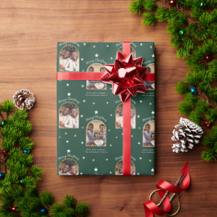 Papier Cadeau Vert Élégant 2 Photo Arche Noël Moderne